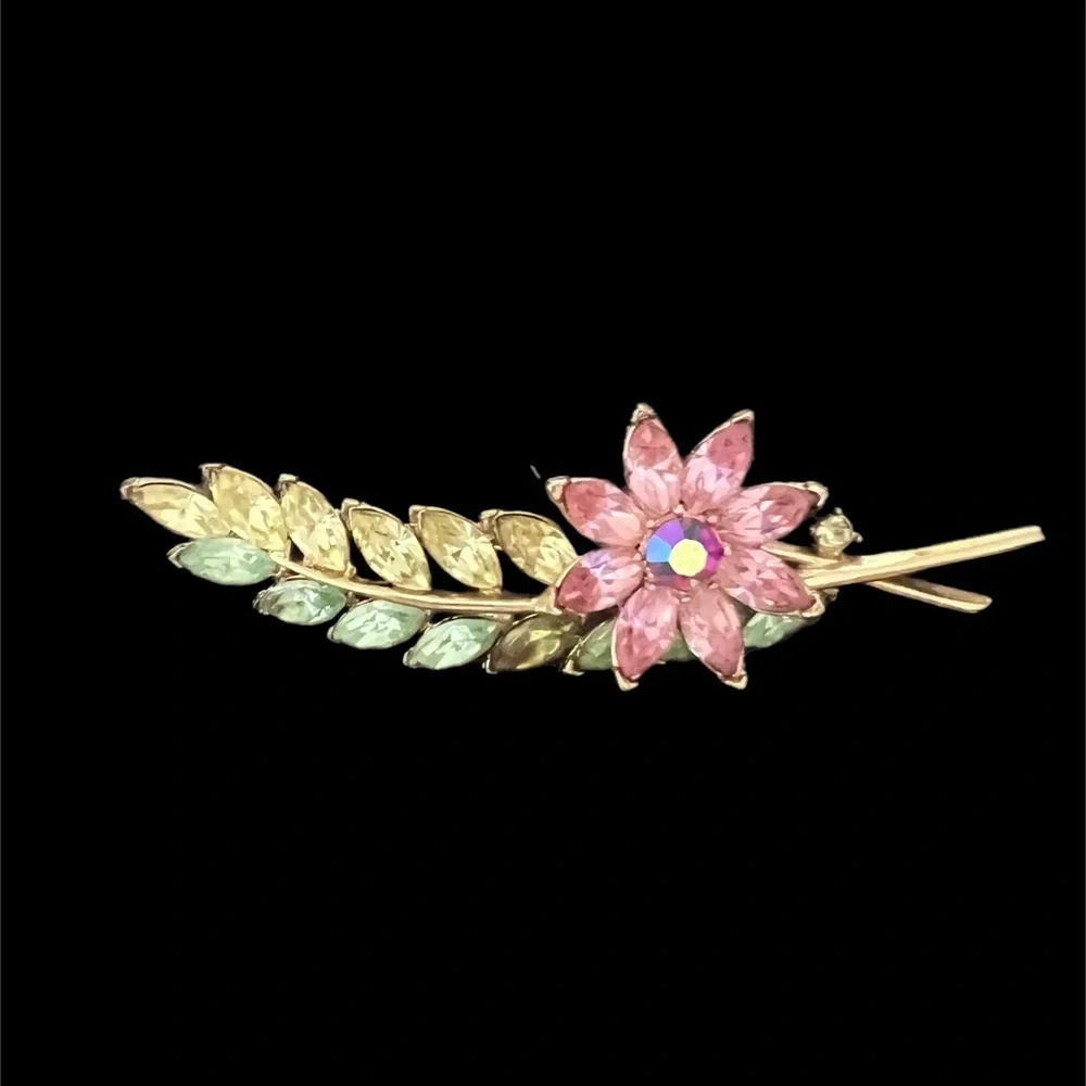 Crown Trifari Brooch.  Spring flowers colorful. Rare excellent condition